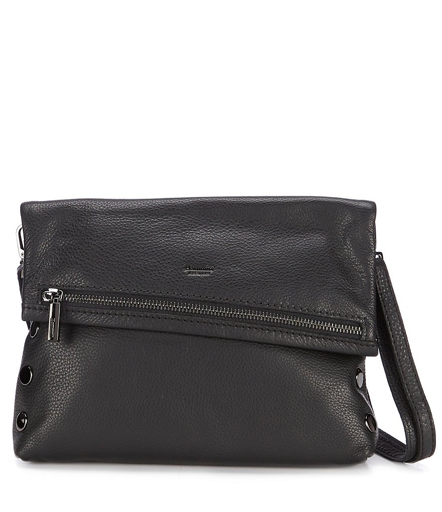 Hammitt VIP Studded Leather Fold-Over Zip Flap Medium Crossbody Bag