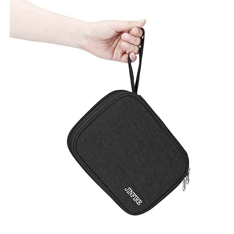 Electronics Organizer Travel Cable Organizer Waterproof Portable Electronics Accessories Case Gadget Bag for 79 IPad Mini Chargers Cord Phone USB SD CardBlack