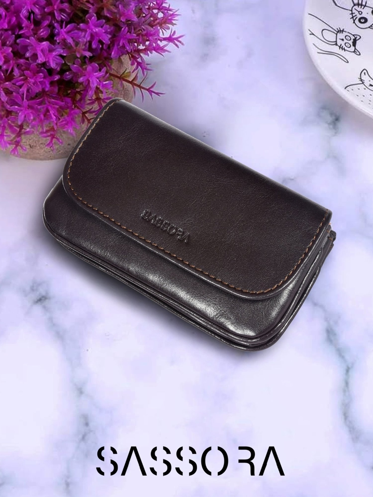 SASSORA ARIA Tan Leather Textured Wallet