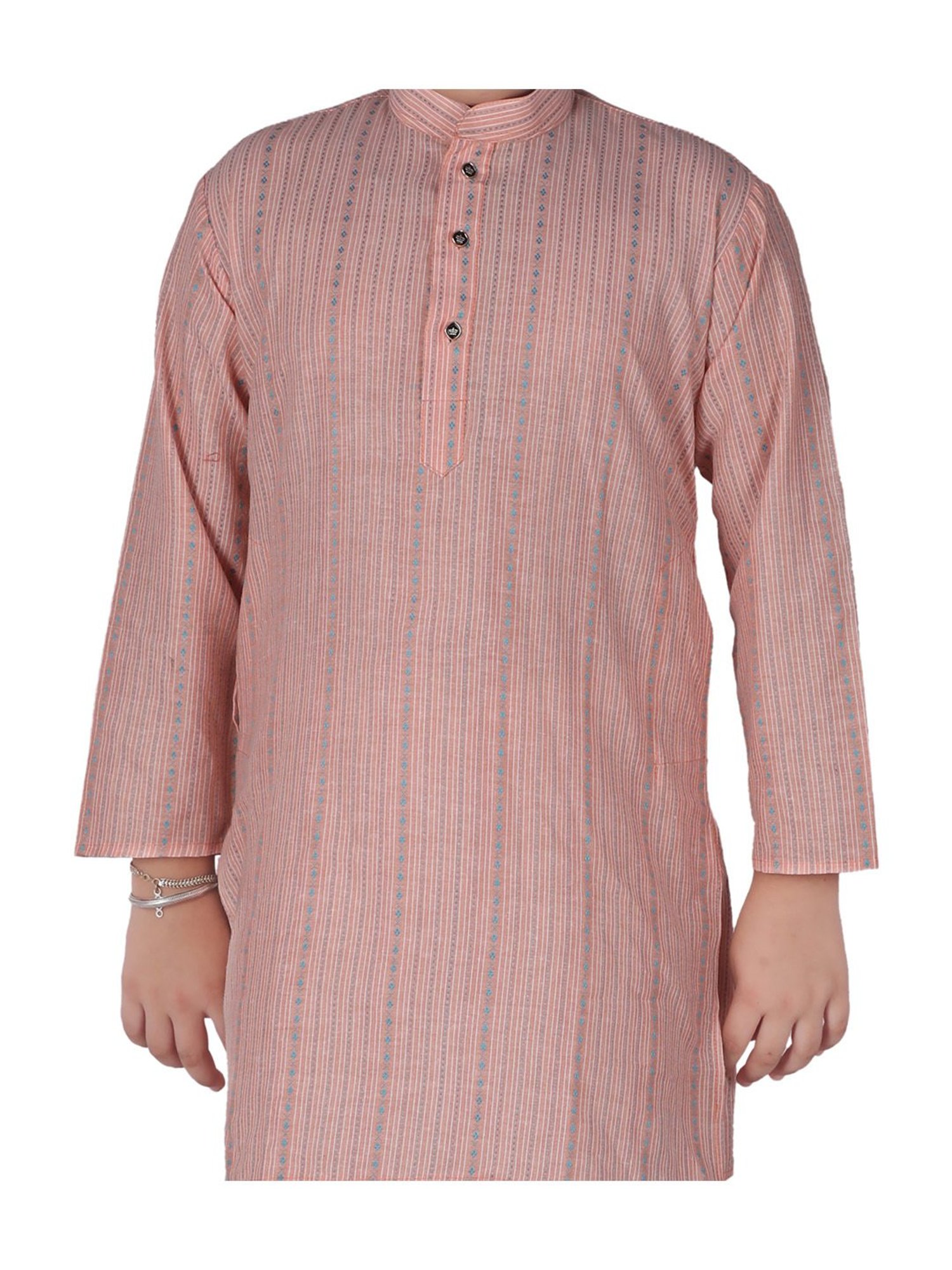 Pro-Ethic Style Developer Kids Dusty Pink & White Printed Full Sleeves Kurta with Pyjamas