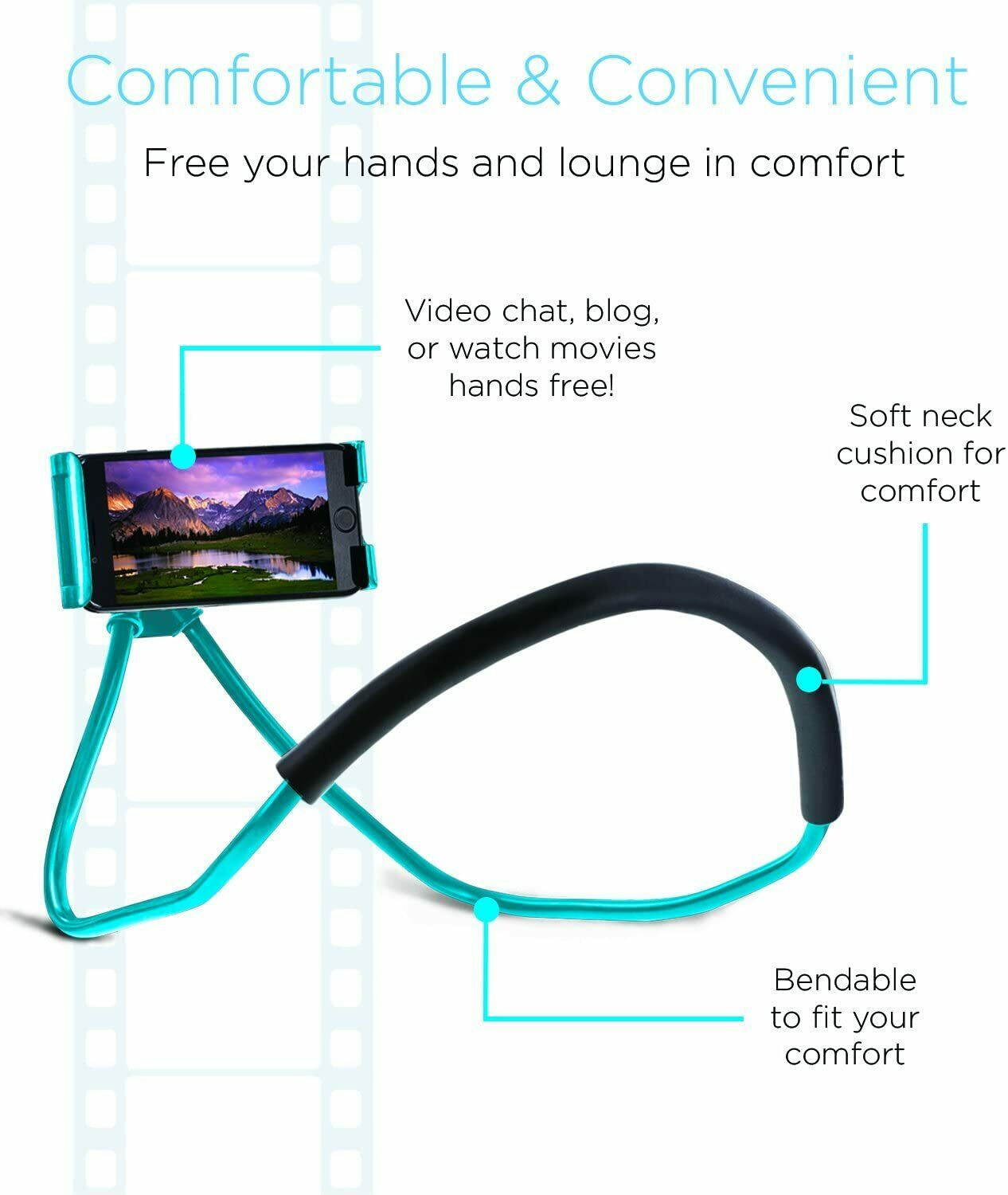 Aduro Lounger Cell Phone Mount Holder for Neck, Universal Smartphone Lazy Stand