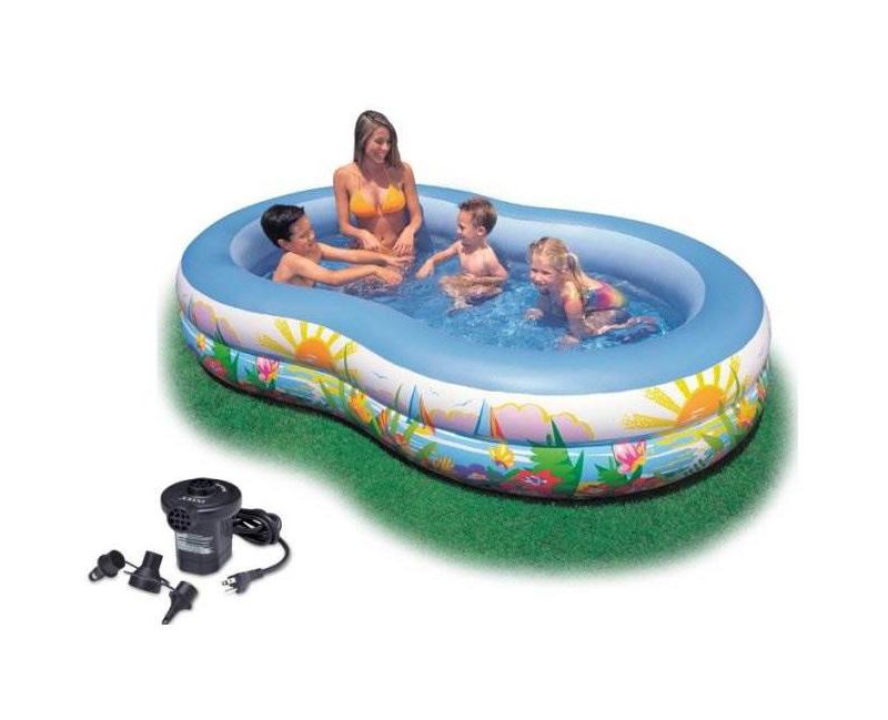 Intex 103in x 63in x 18in Swim Center Inflatable Paradise Seaside Pool & Pump
