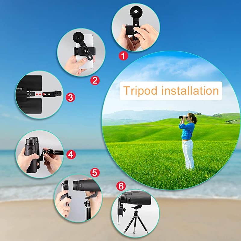 12x42 for Adults for Hunting Compact with Tripod Smartphone Adapter for Hunting Bird Watching Hiking Traveling and Sports