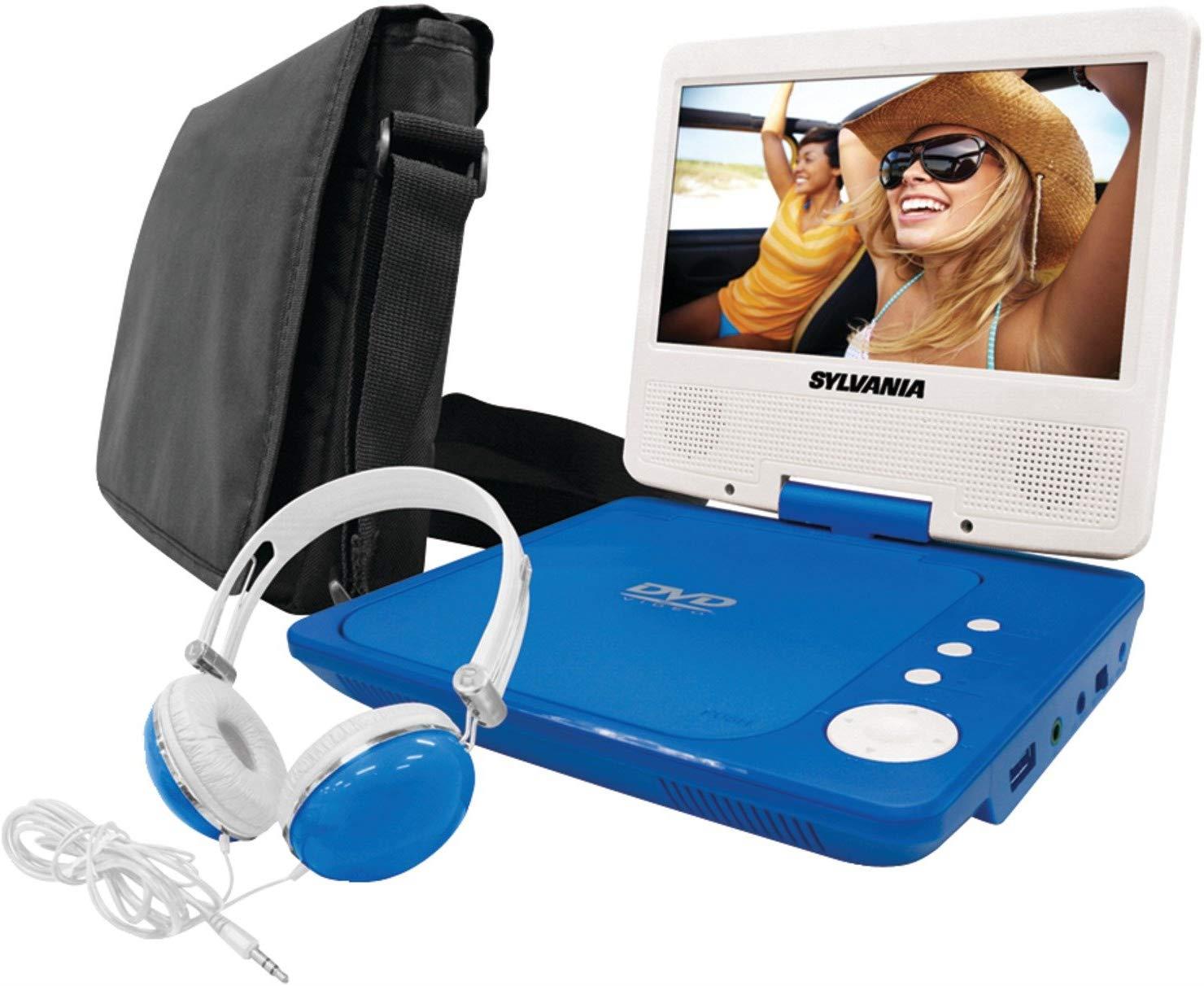 SYLVANIA SDVD7060-COMBO-BLUE 7" Swivel-Screen Portable DVD Player Bundle (Blue)