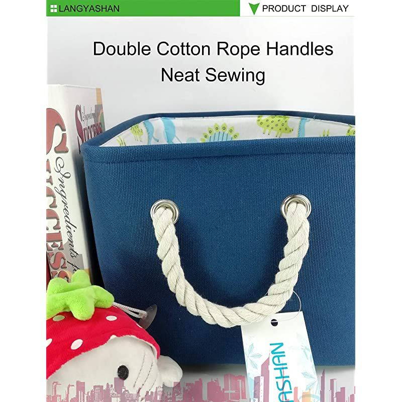 Rectangular Storage Bin Collapse Canvas Fabric Cartoon Storage Basket with Handles for Organizing Home Kitchen Boys and Girls Toys Office Closet Shelf Baskets (Navy toys)