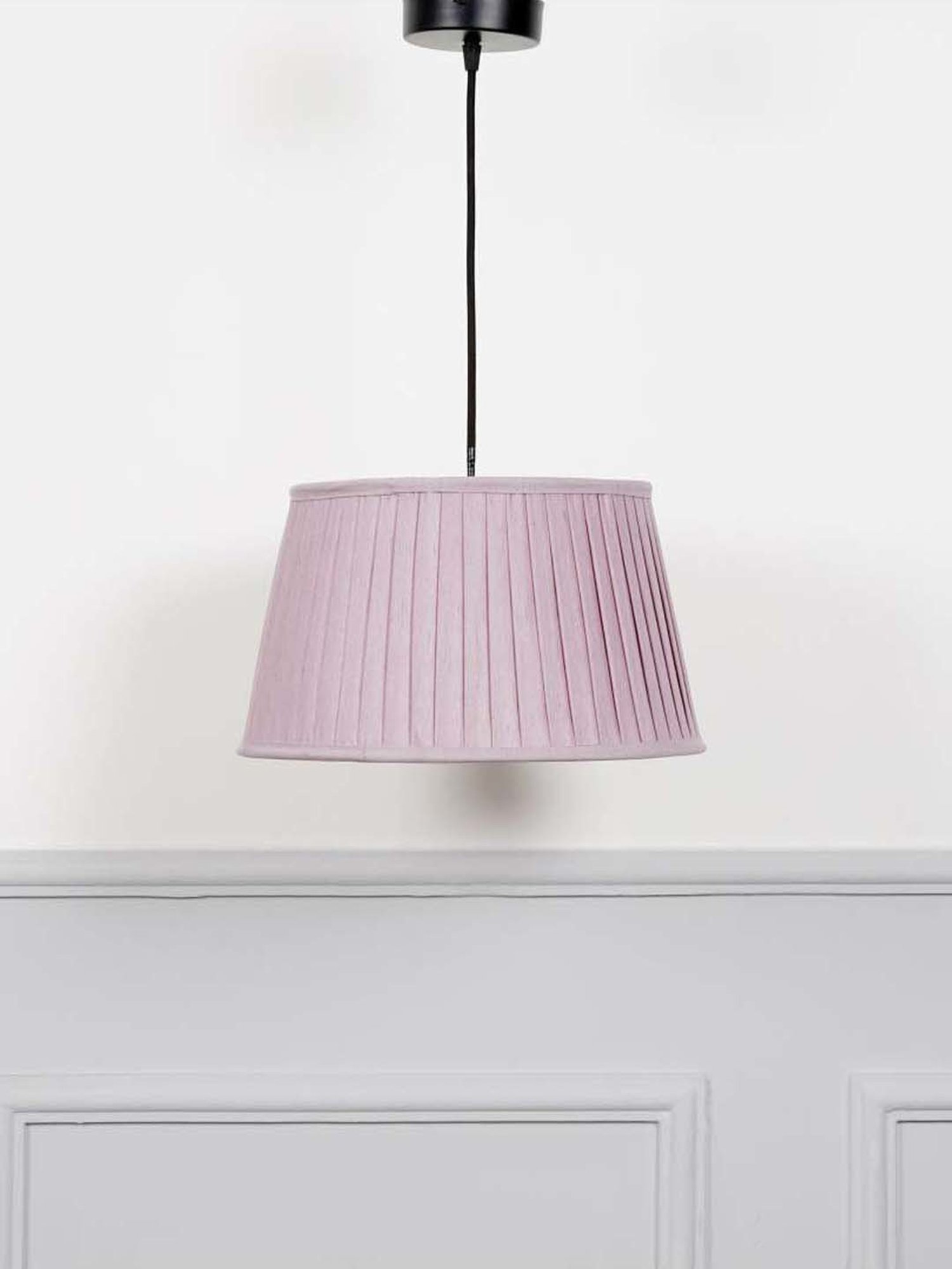 Kapoor E Illuminations Pink Linen Pleated Shade Pendant Light