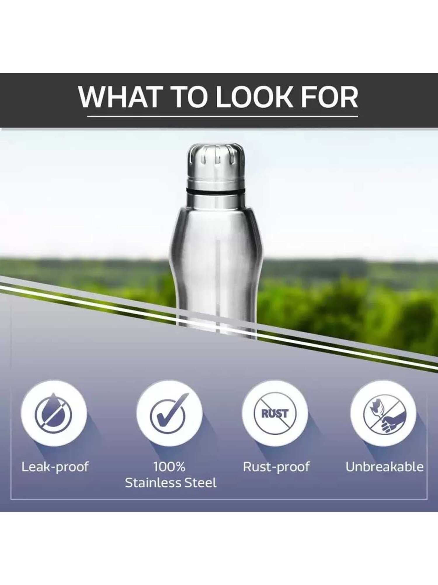 Butterfly Silver Stainless Steel Eco Water Bottles (0.75 L)