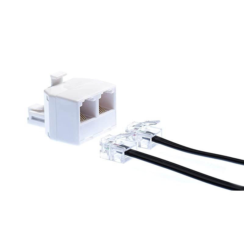 Jack Phone Wall Adapter 2 Pack White 2Way Phone Splitter 2 Lines Wall Jack Phone RJ11 Adapter