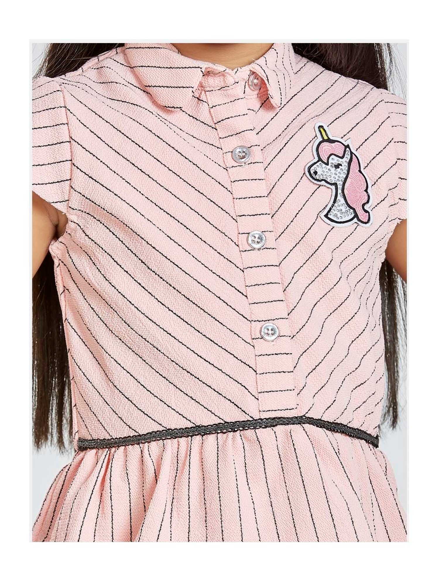 Peppermint Kids Peach Striped Dress