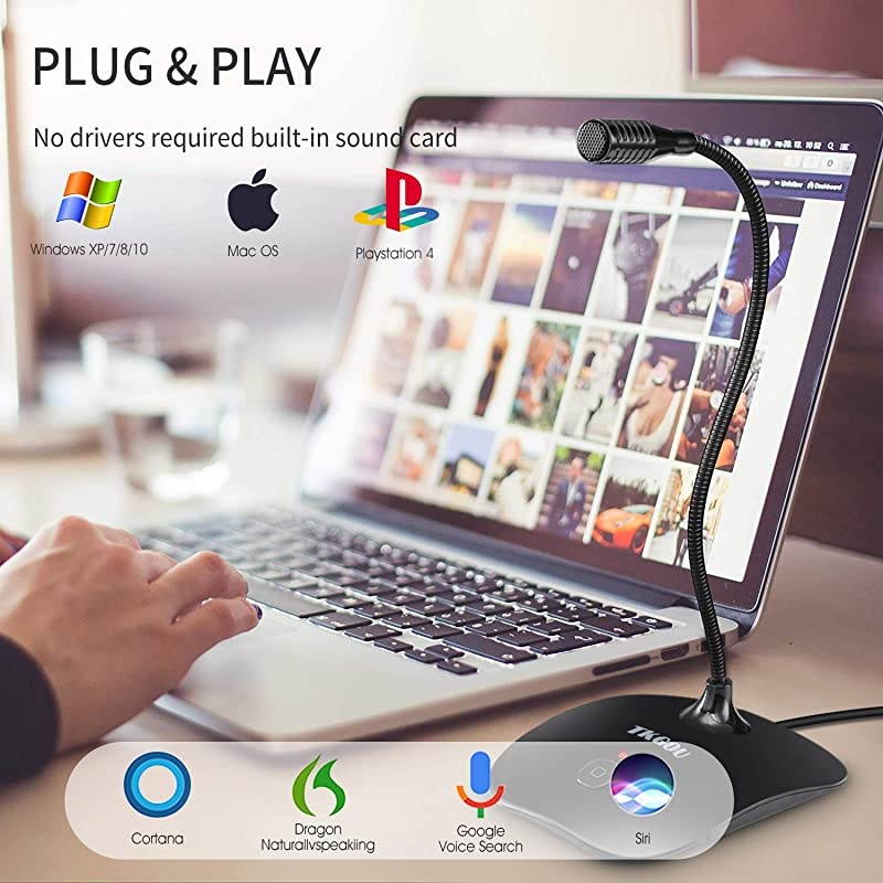 Microphone for Computer PlugampPlay Recording Microphone with Mute Button Compatible with PC Laptop Mac ps4 Ideal for YouTubeSkypeGamingPodcast15m 5ft