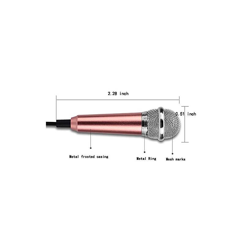 Microphone,Singing Mic Equipment,Beautiful Vocal Quality,Type Space Saving,Metal Frothing Process,3.5mm Audio Connector,Suitable for Laptop, iPhone, Android Phone (Golden)