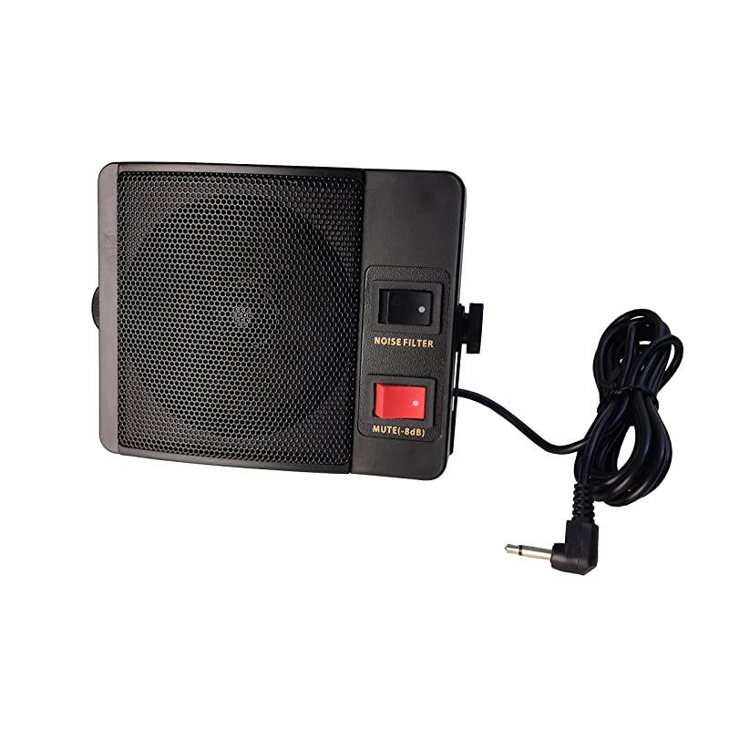 TW08L Type CB EXTENAL Speaker for Mobile Transceiver CB Radio with Swivel Bracket 10W 18M Cable with 35mm Mono L Type Plug Noise Filter Switch Mute Switch 8dB