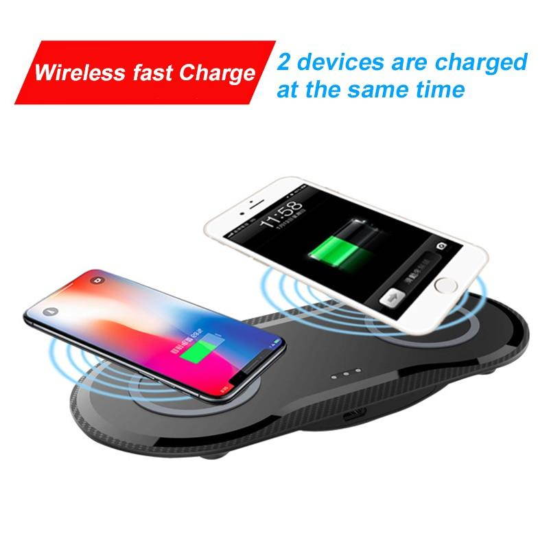 10W Fast Dual Wireless Charger For iPhone X XS Max XR 8 Plus Samsung S9 S8 Note 8 9 Wireless Charging Pad Dock Station Desktop
