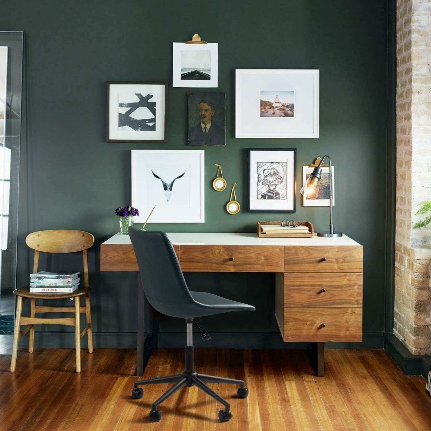 Global Leather Task Chair, Black (8993BK450/550) 