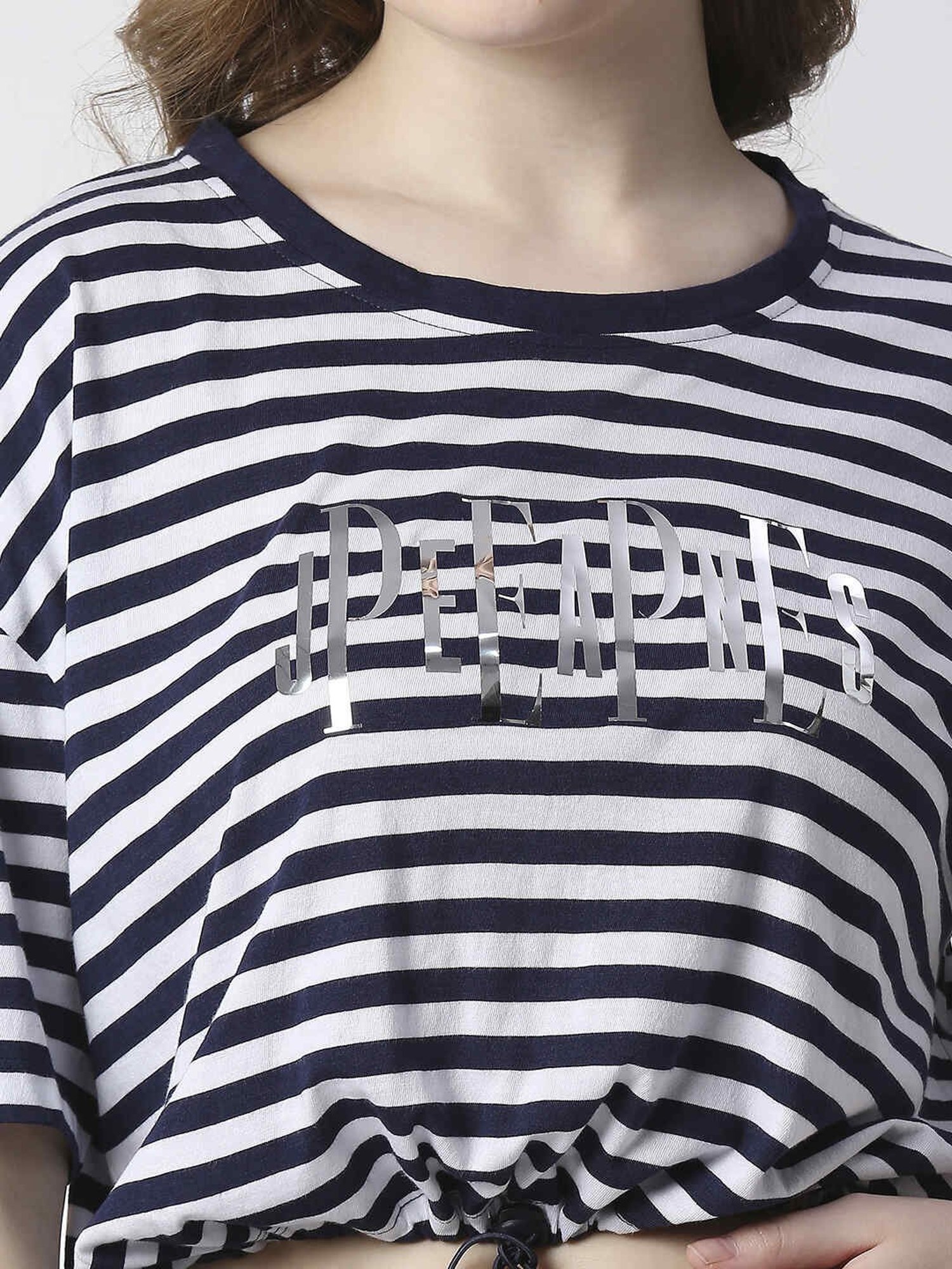 Pepe Jeans Navy Cotton Striped T-Shirt