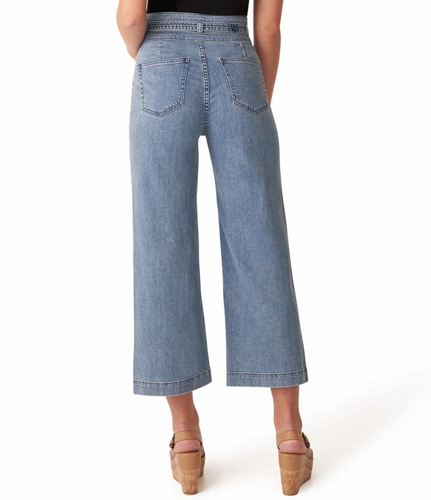 YMI Jeanswear High Rise Cropped Frayed Wide Leg Jeans