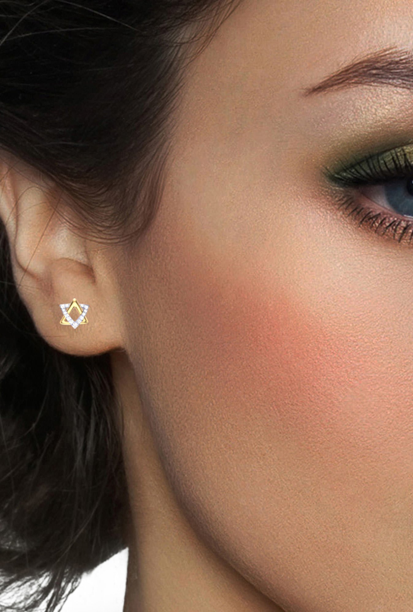 Clara Two Tone Sterling Silver Swiss CZ Stud Earrings