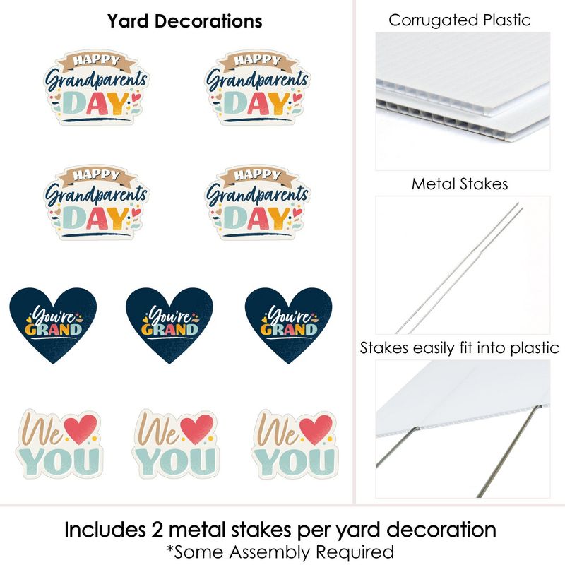 Big Dot of Happiness Happy Grandparents Day - Heart Lawn Decorations - Outdoor Grandma & Grandpa Party Yard Decorations - 10 Piece