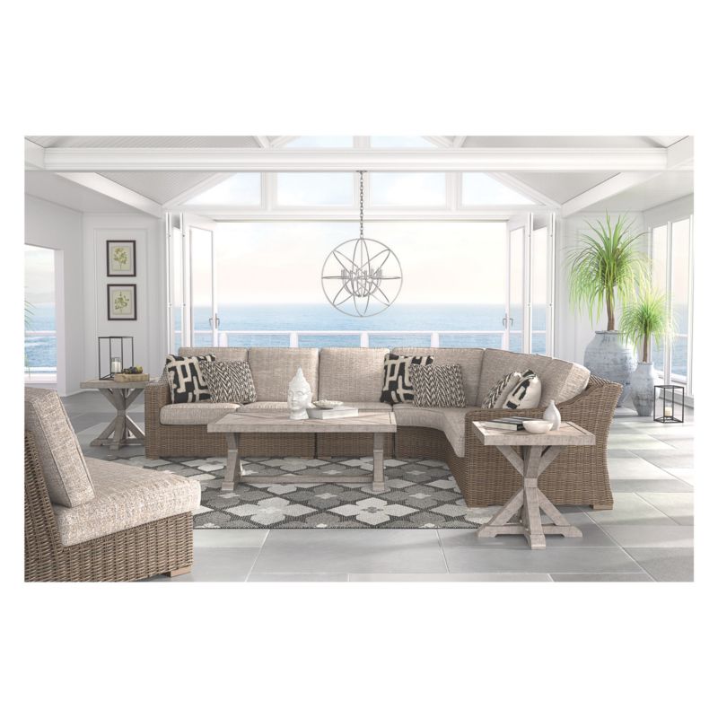 Beachcroft Armless Chair with Cushion - Beige  - Outdoor by Ashley