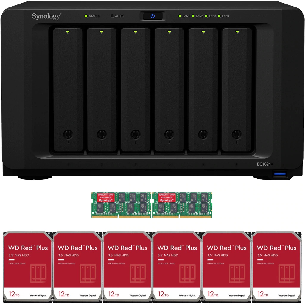 Synology DS1621+ DiskStation with 16GB RAM and 84TB (6 x 14TB) of Western Digital NAS Drives Fully Assembled and Tested By CustomTechSales