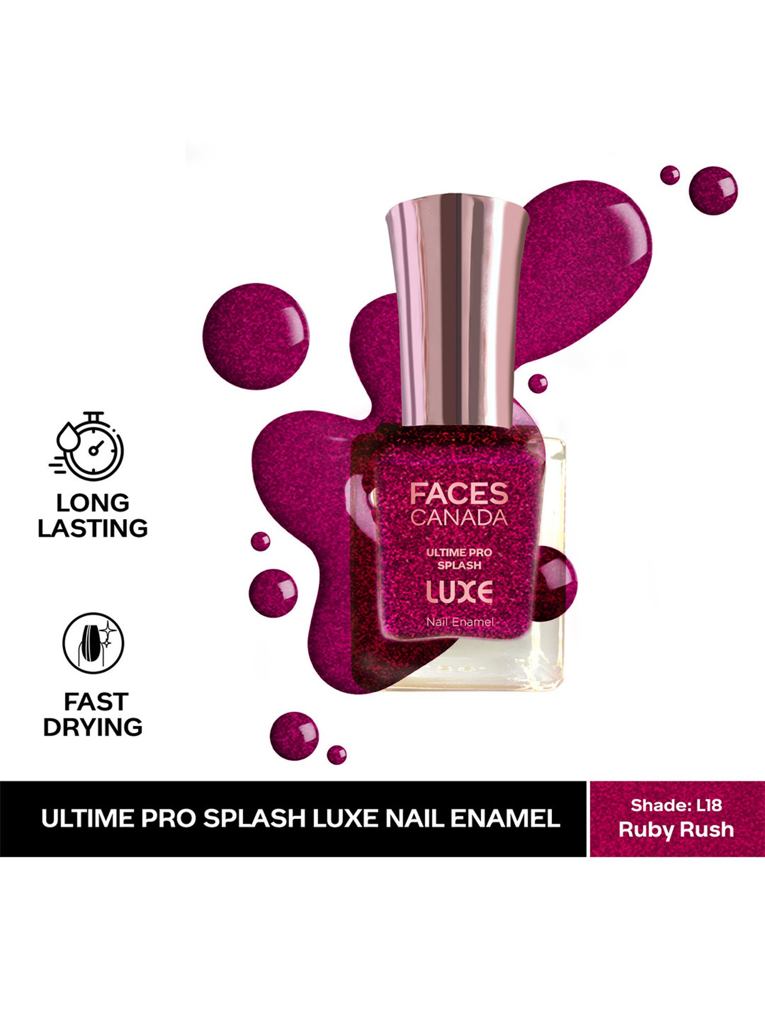 FACES CANADA Ultime Pro Splash Luxe Nail Enamel Ruby Rush L18 - 12 ml
