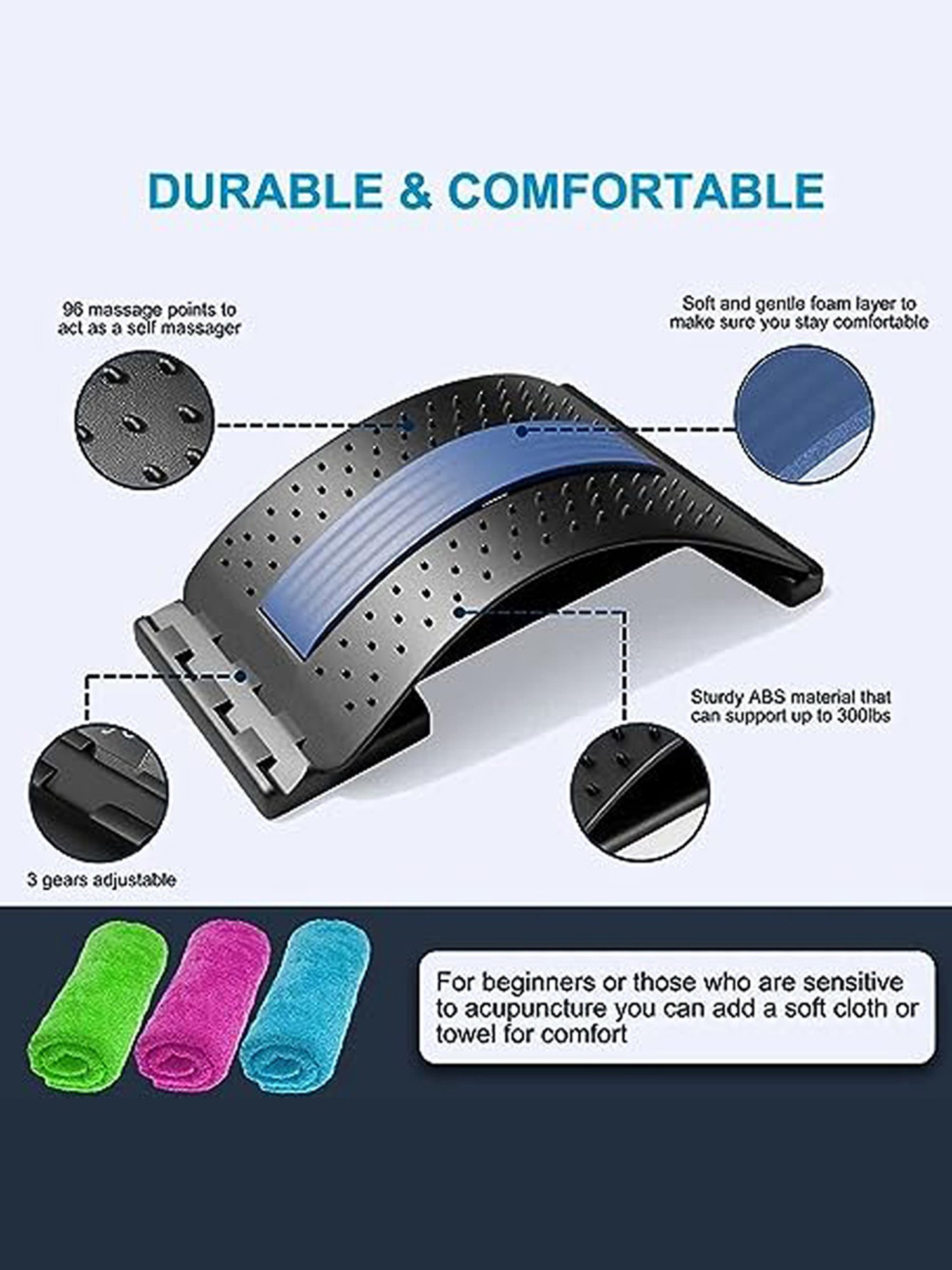 WIDE MART Style-2 Back Pain Relief Back Stretcher, Spinal Curve Back Relaxation Device (Black)