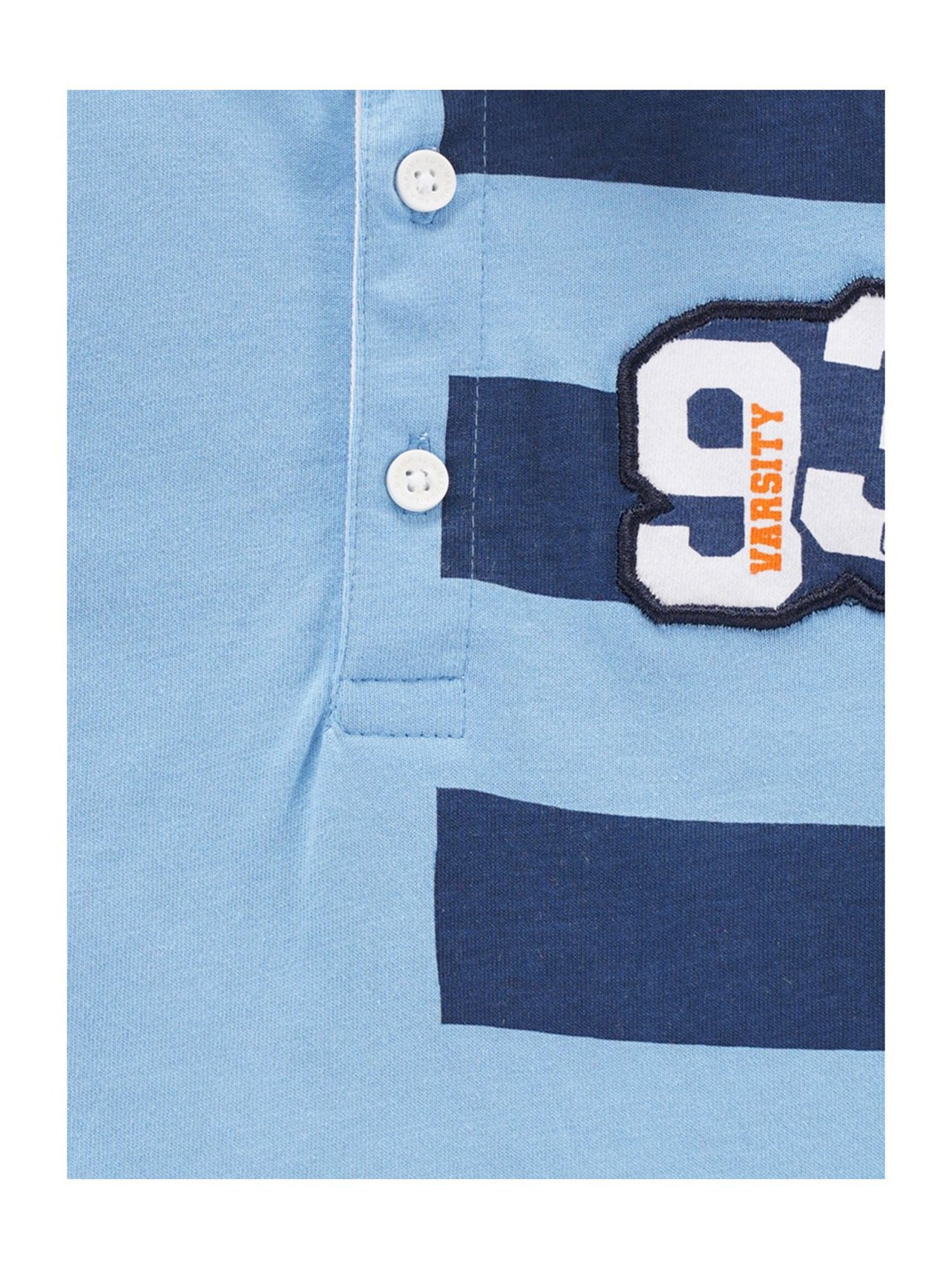 Ed-a-Mamma Kids Blue Striped Polo T-Shirt