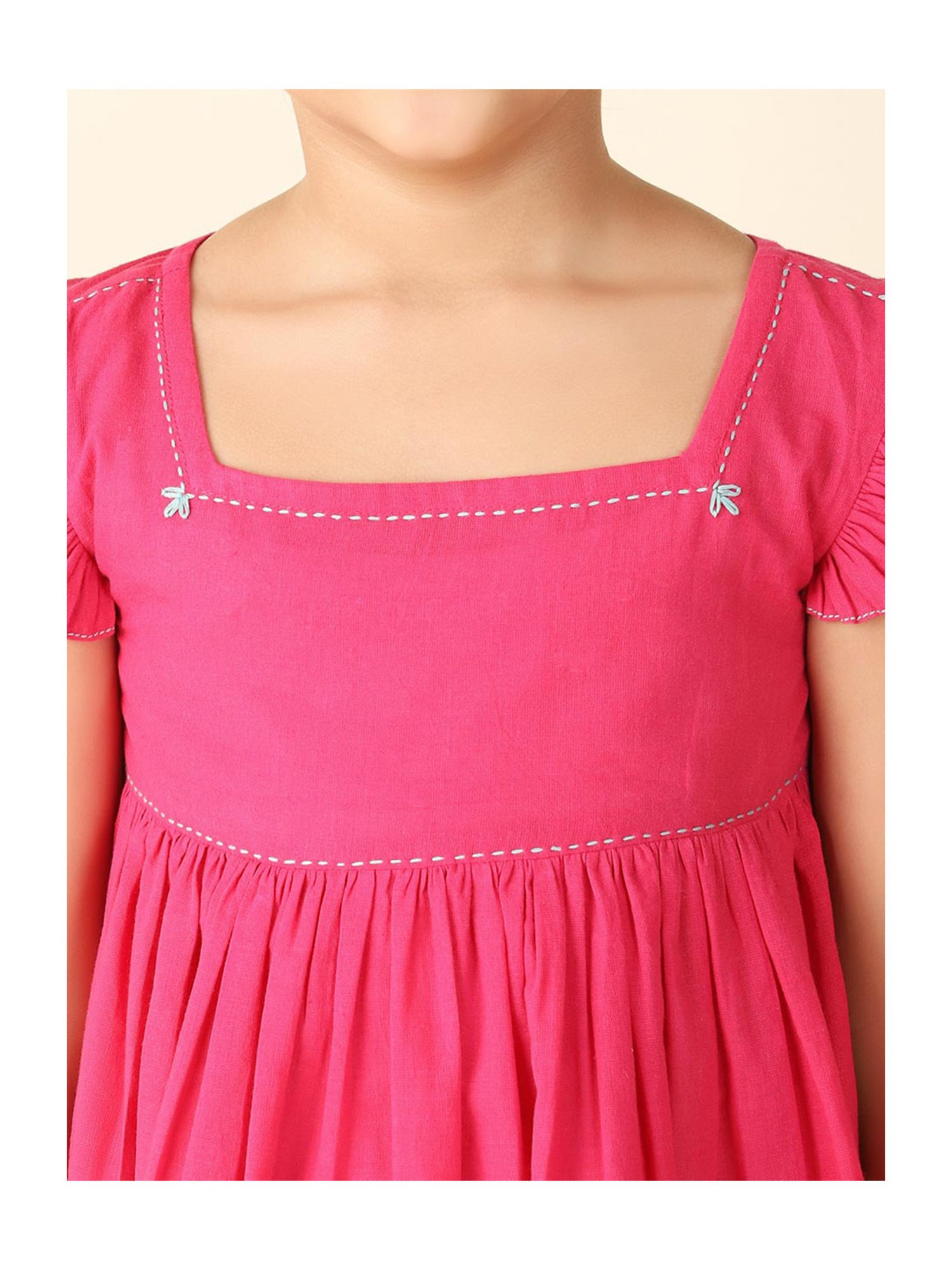 Fabindia Kids Fuchsia Solid Dress