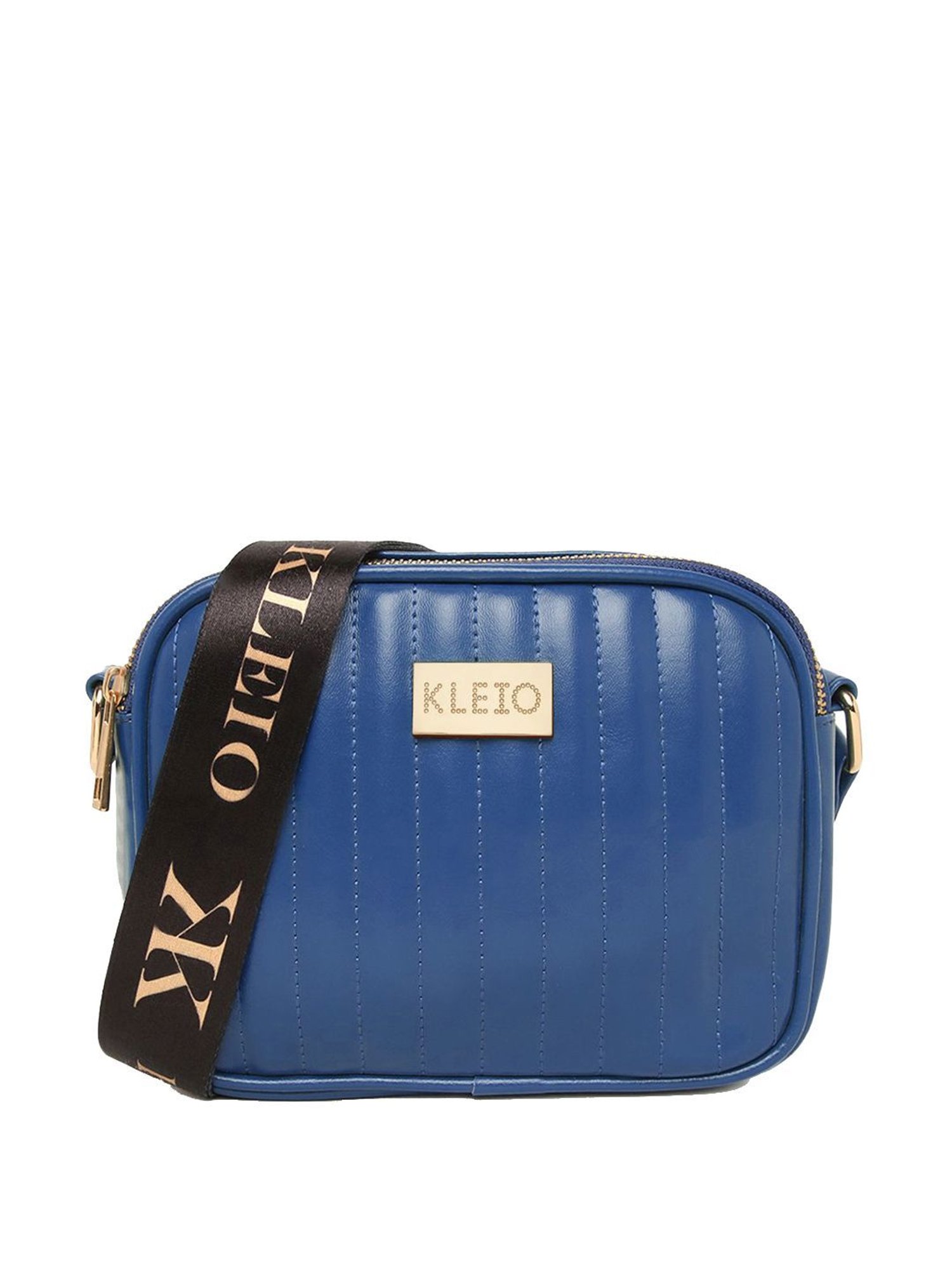 KLEIO Blue Textured Medium Sling Handbag
