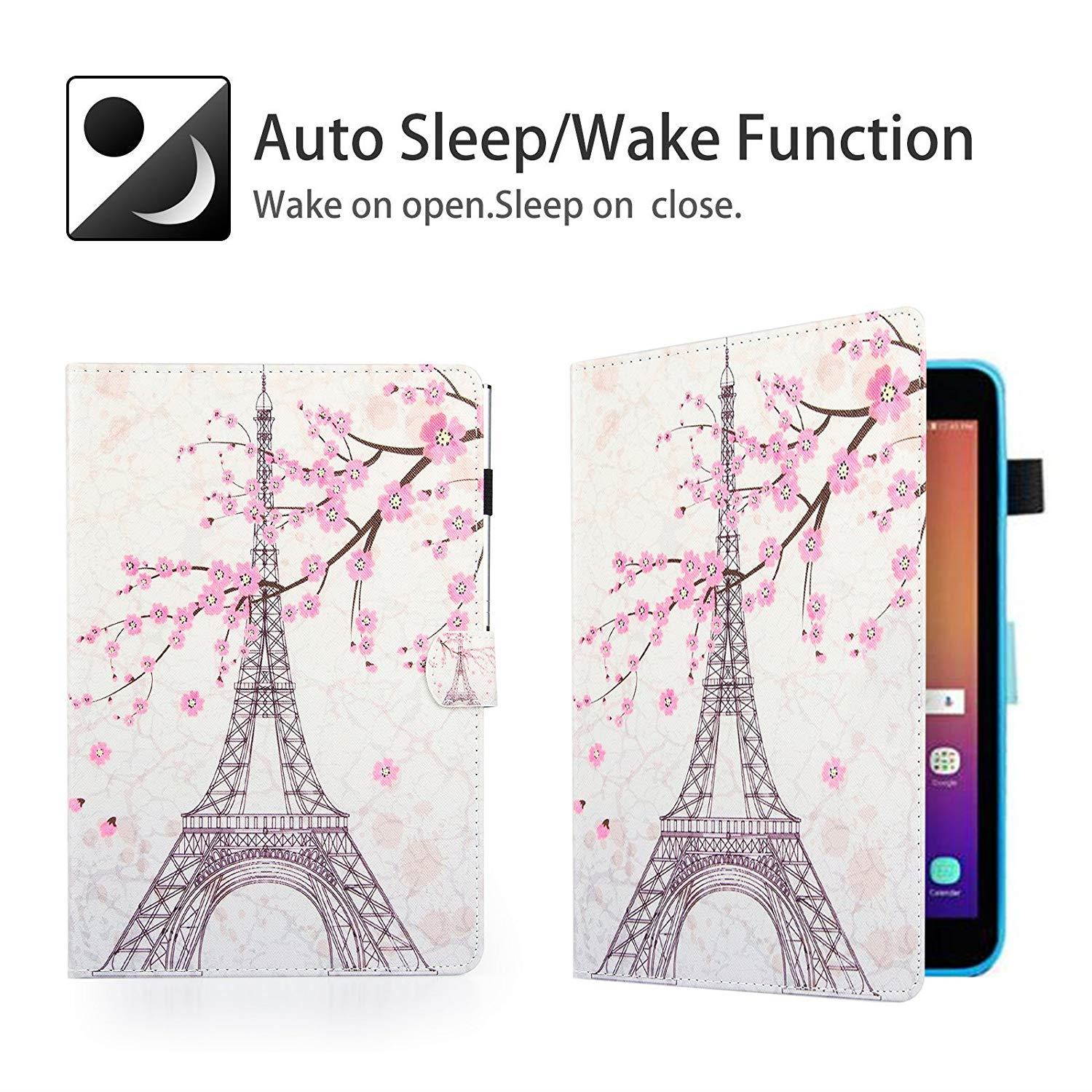 iPad Pro 9.7 inch 2016 Case, Dteck PU Leather Protective Smart Case with [Auto Sleep/Wake] Pencil Holder Flip Folio Stand Wallet Cover for Apple iPad Pro 9.7 2016 Release Tablet, Pink Eiffel Tower