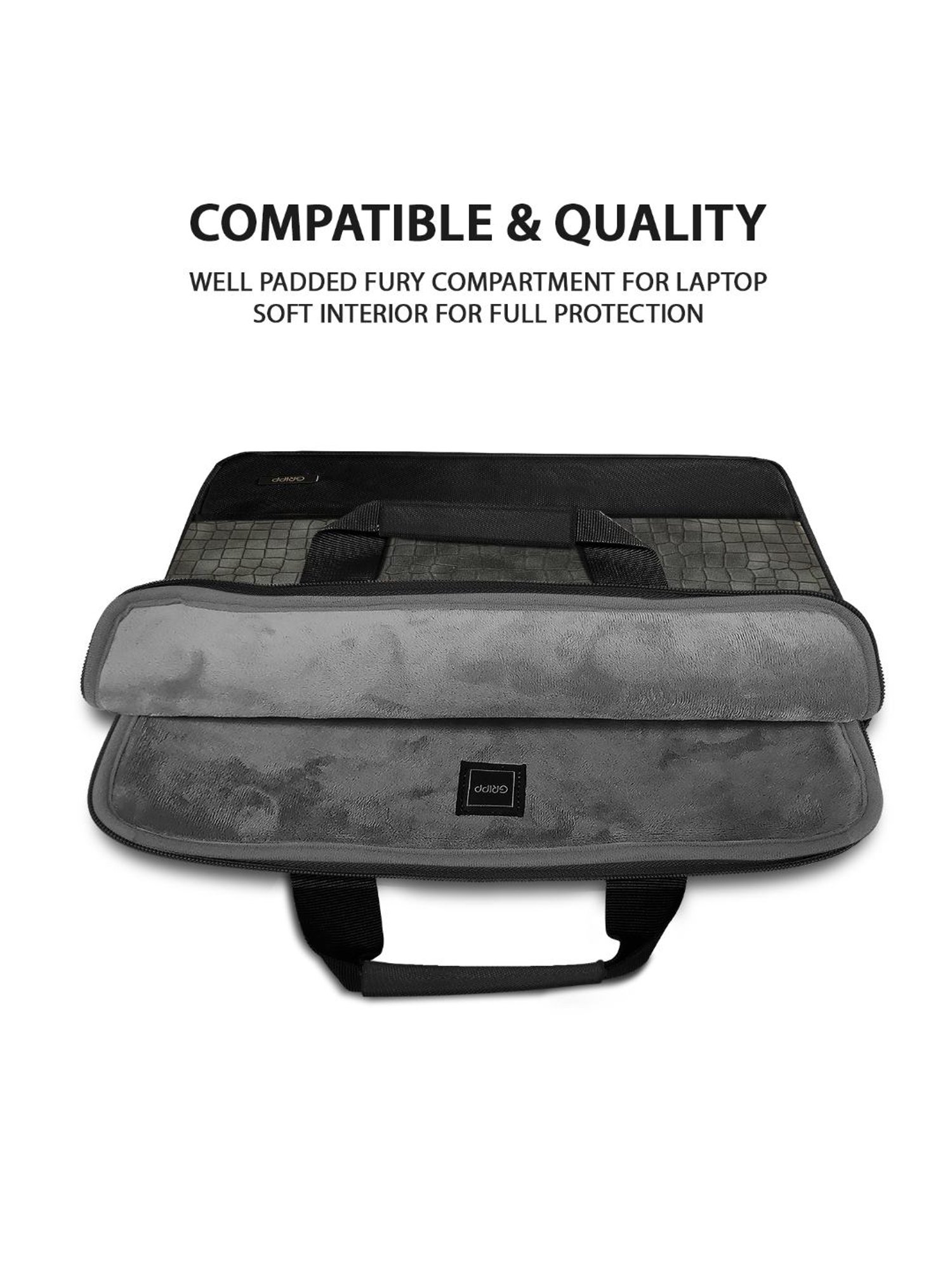 Gripp Croc Compact Executive Business Laptop and Tablet Bag For Macbook 13.3 Inch & 14 (Black)