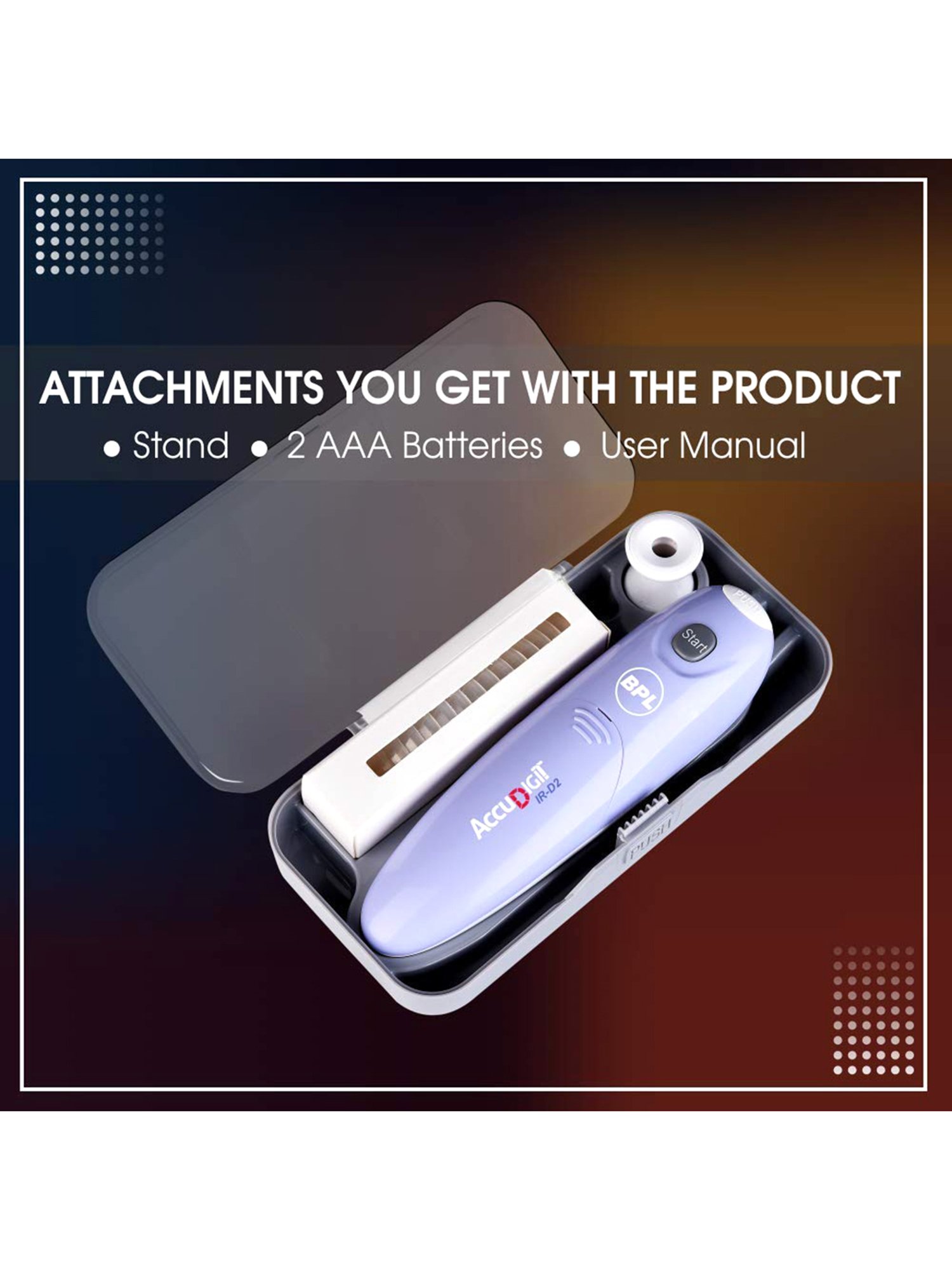 BPL Accudigit IR-D2 Non Contact Infrared Thermometer (Purple/White)