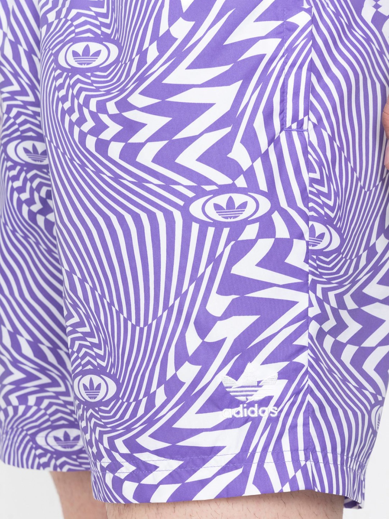 Adidas Originals White & Purple Regular Fit Allover Print Shorts