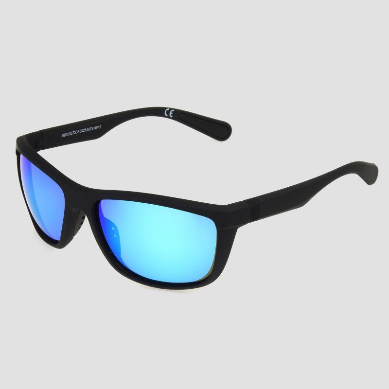 Men's Surfer Shade Rubberized Sunglasses with Mirrored Polarized Lenses - All in Motion™ Black