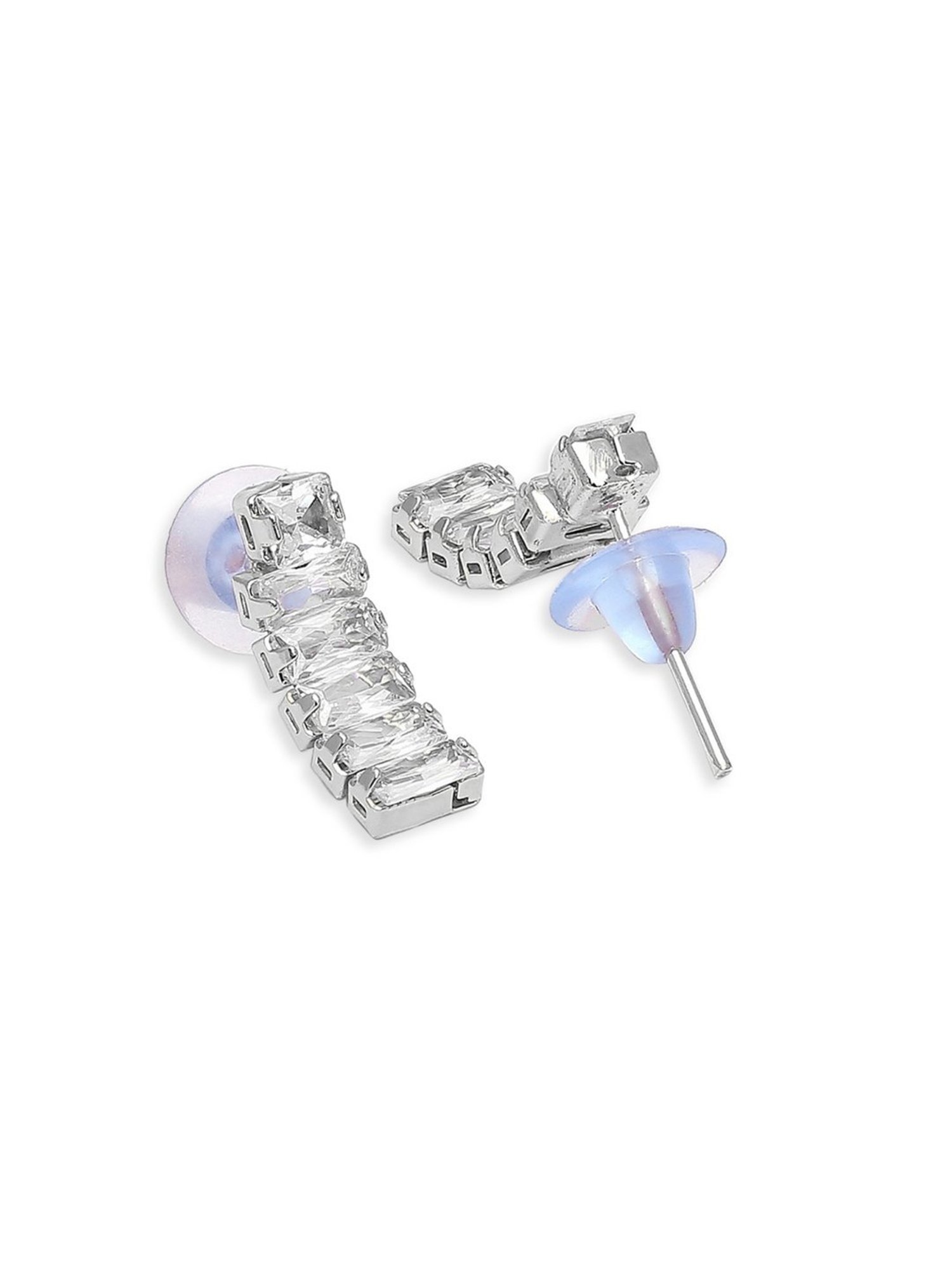 OOMPH Silver Tone American Diamond CZ Necklace Set with Earrings