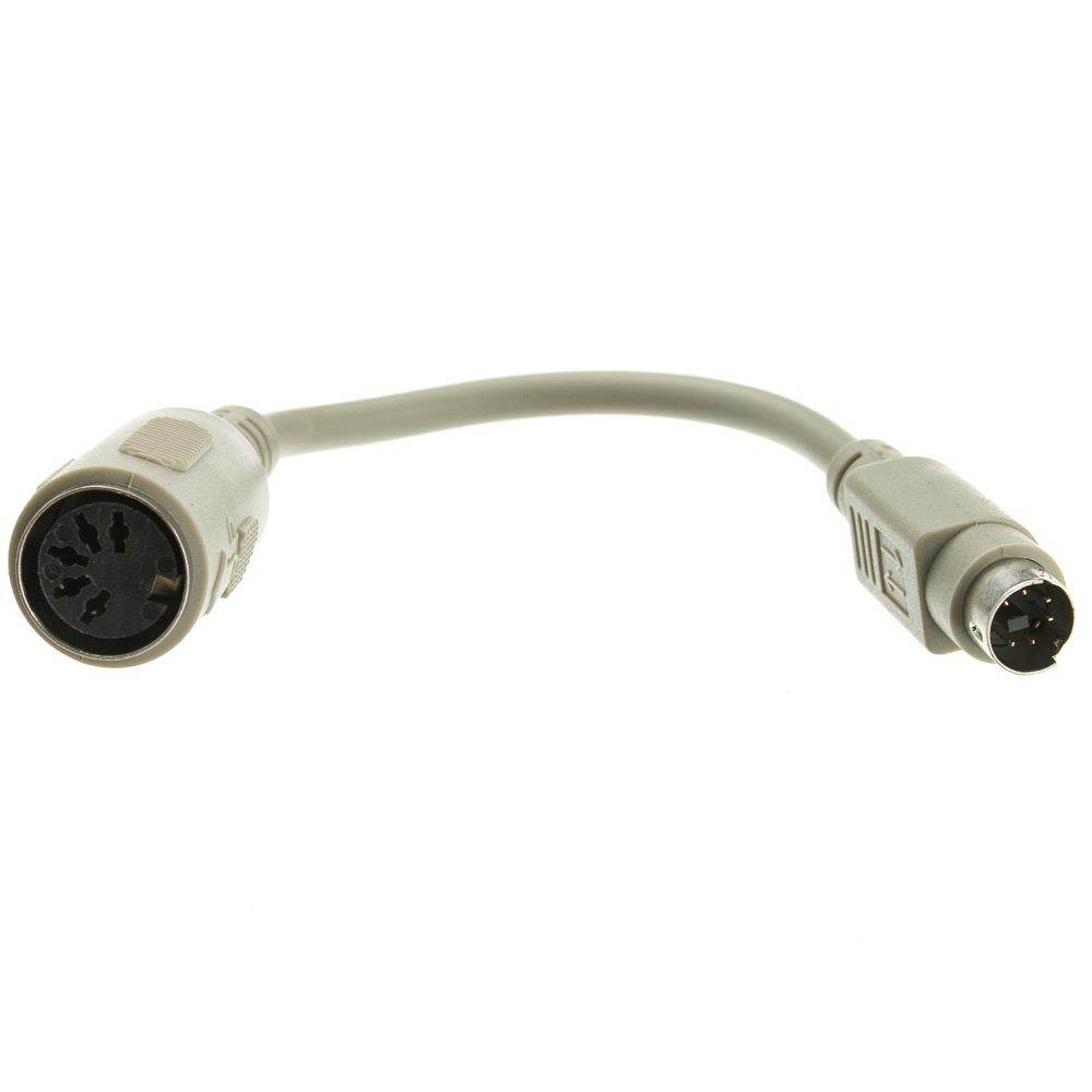CableWholesale AT to PS/2 Keyboard Adapter, Din5 (AT) Female to MiniDin6 (PS/2) Male, 6 inch