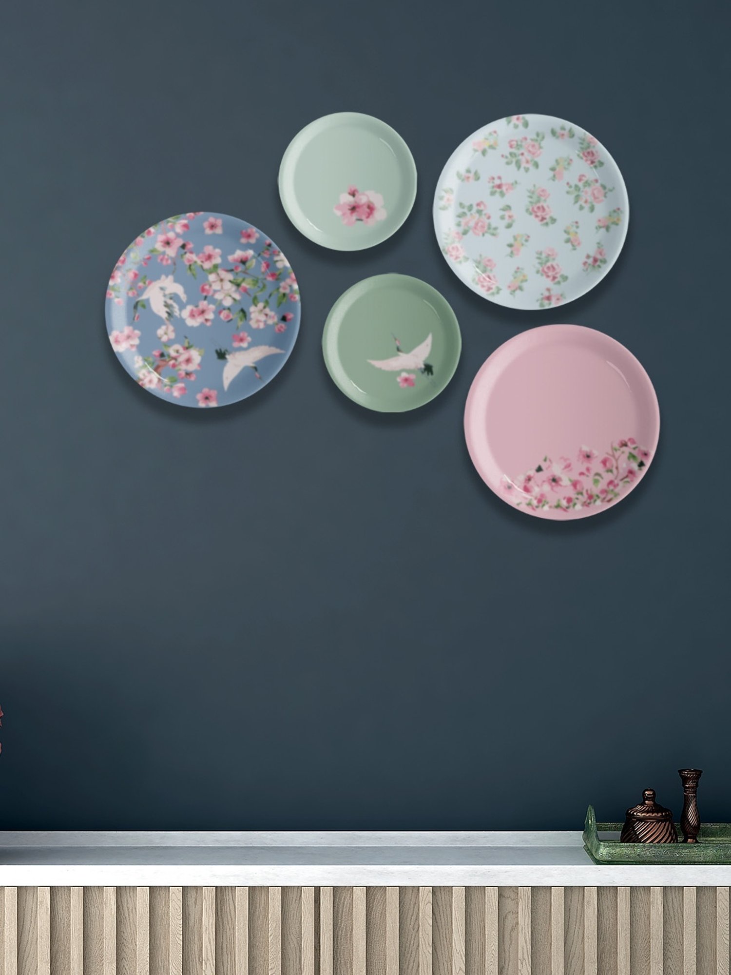 Nestroots Victorian Flora Printed Multicolor Porcelain Wall Plate