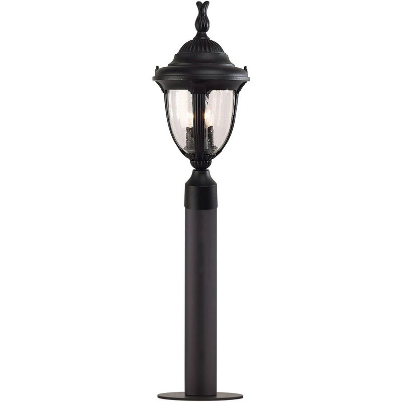 John Timberland Traditional Outdoor Post Light Fixture LED Black 35 1/2" Seeded Glass for Exterior Garden Yard Driveway Walkway