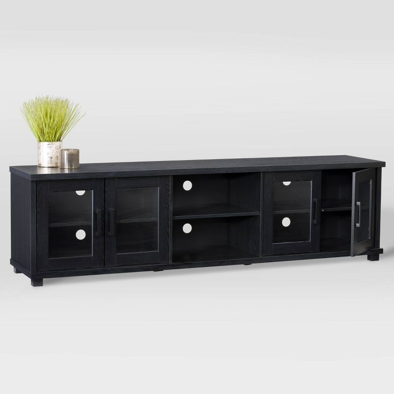 Fremont TV Bench with Glass Cabinets for TVs up to 90" Black - CorLiving