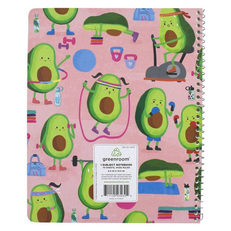 Avocado People 1 Subject Wide Ruled Spiral Notebook Pink - Greenroom