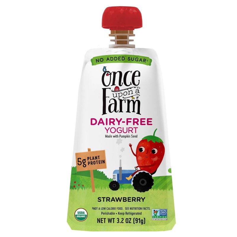 Once Upon a Farm Organic Strawberry Kids' Dairy-Free Yogurt - 3.2oz Pouch