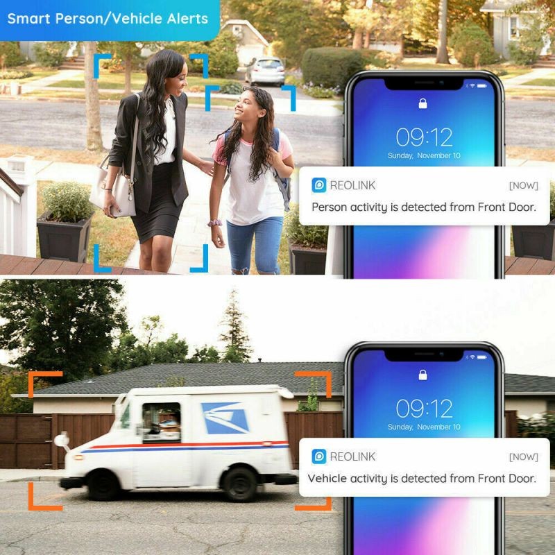 Reolink 5MP HD Smart Human/Vehicle Detection 2.4G/5Ghz WiFi Camera, work with Google Assistant, Time-Lapse, 256GB Micro SD Storage (not Included) for 24/7 Recording, RLC-510WA