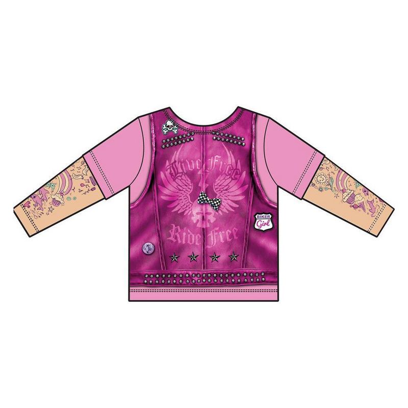 Faux Real Toddler Girls' Biker Girl Costume T-Shirt Pink 3T