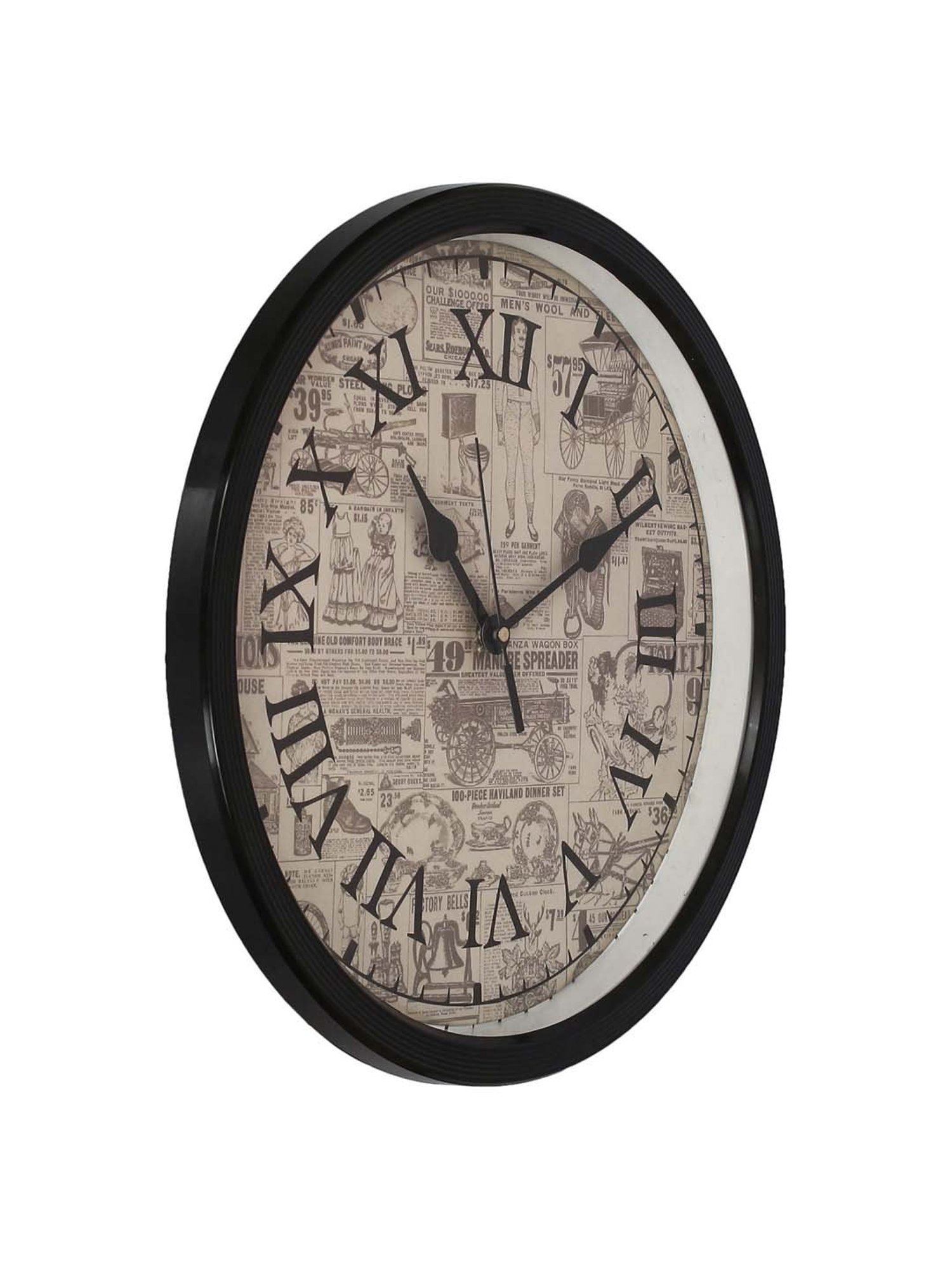 eCraftIndia Designer Round Analog Black Wall Clock