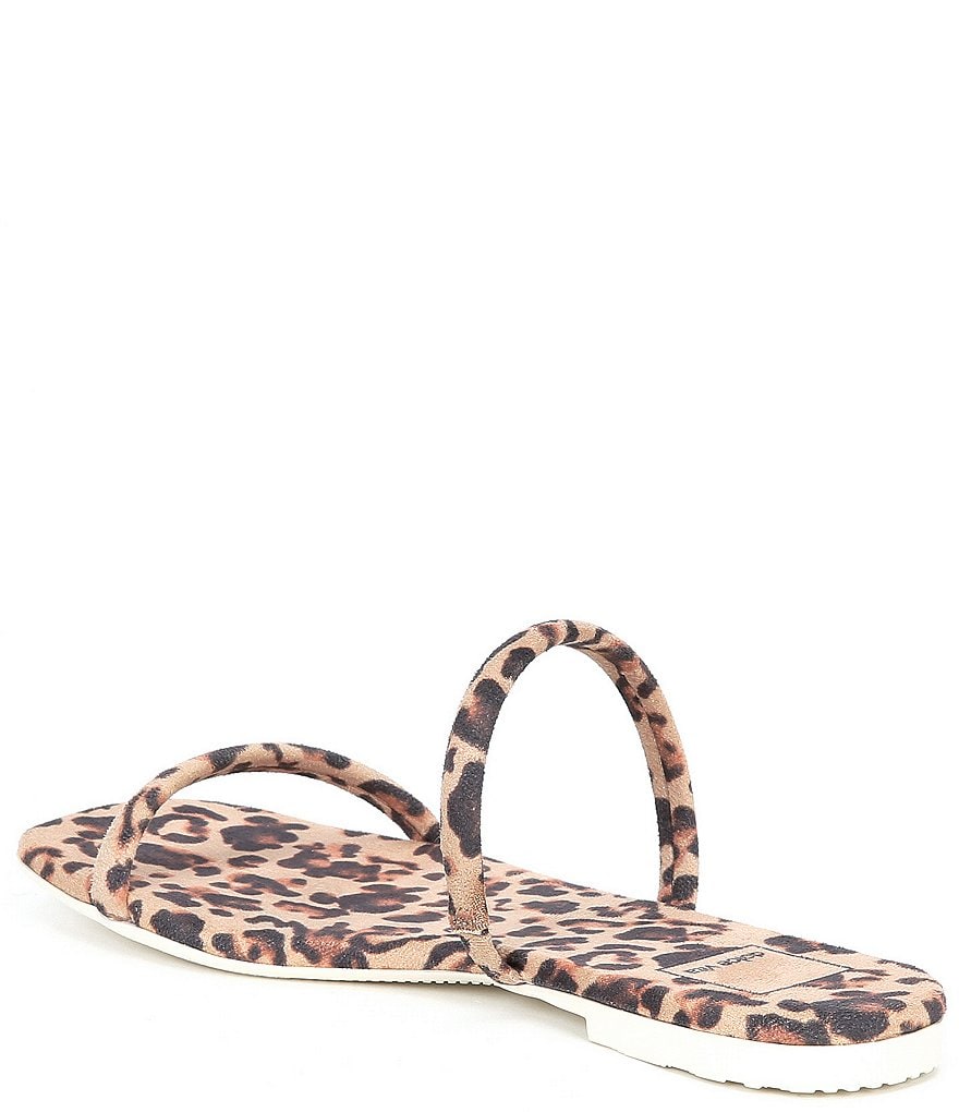 Dolce Vita Lester Leopard Print Banded Flat Square Toe Slide Sandals