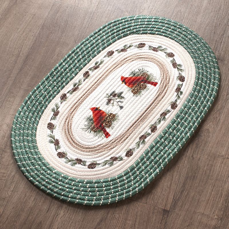 1'8"x2'6" Oval Braided Plaid Accent Rug Multicolored - The Lakeside Collection