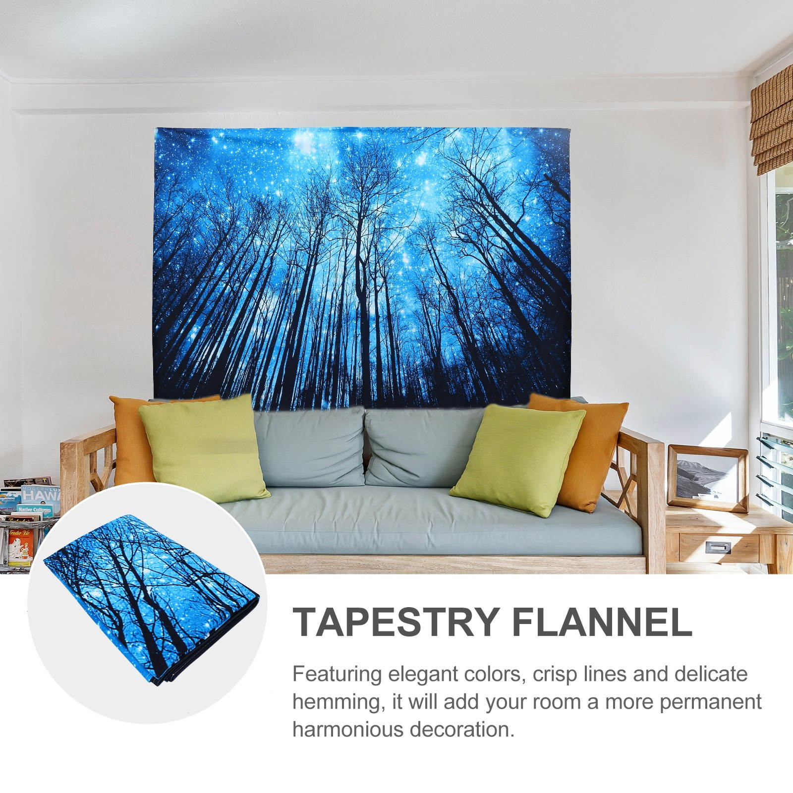 Starry Sky Flannelette Tapestry Short Plush Starry Forest Background Cloth