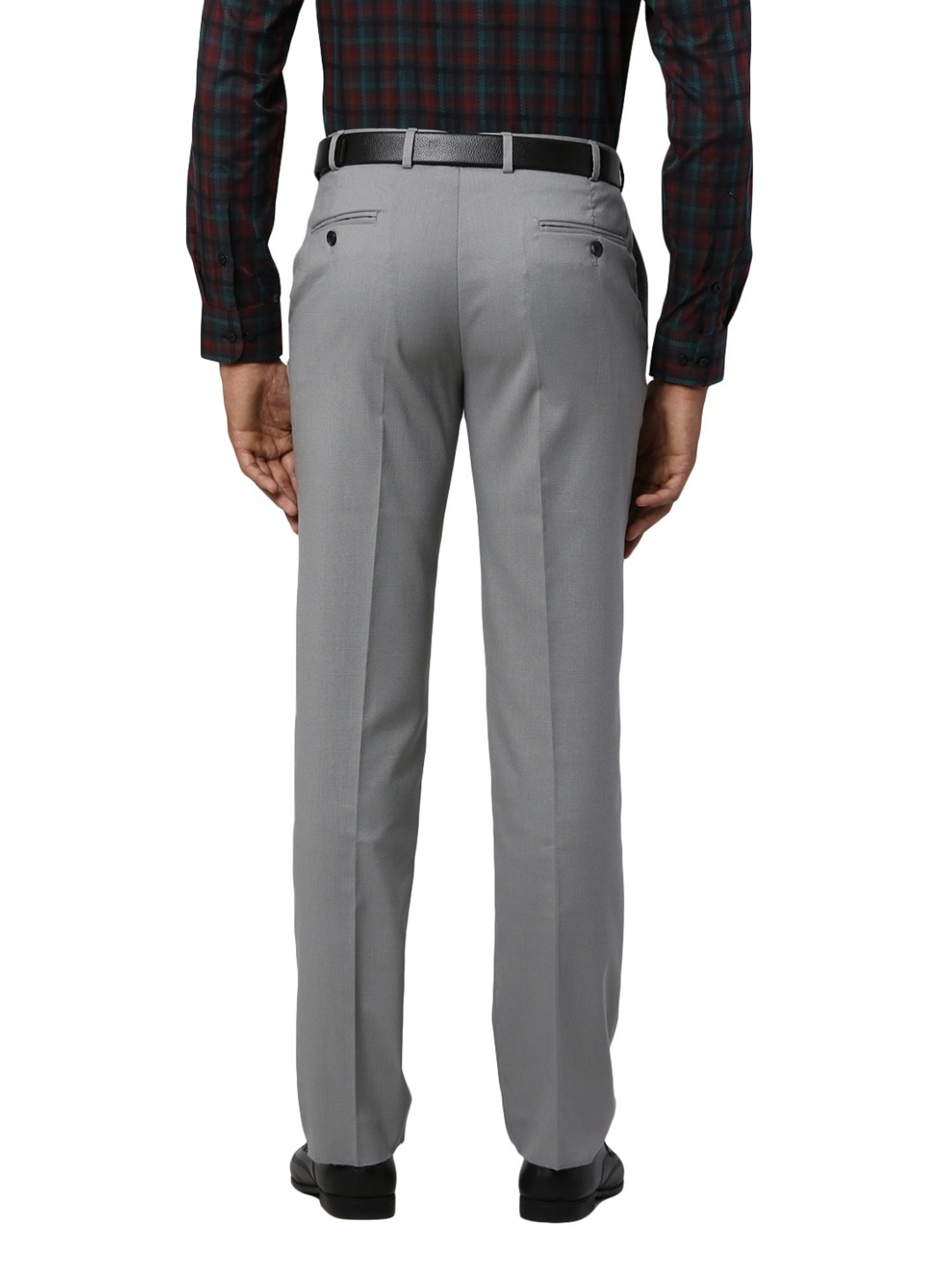 Park Avenue Grey Regular Fit Texture Trousers