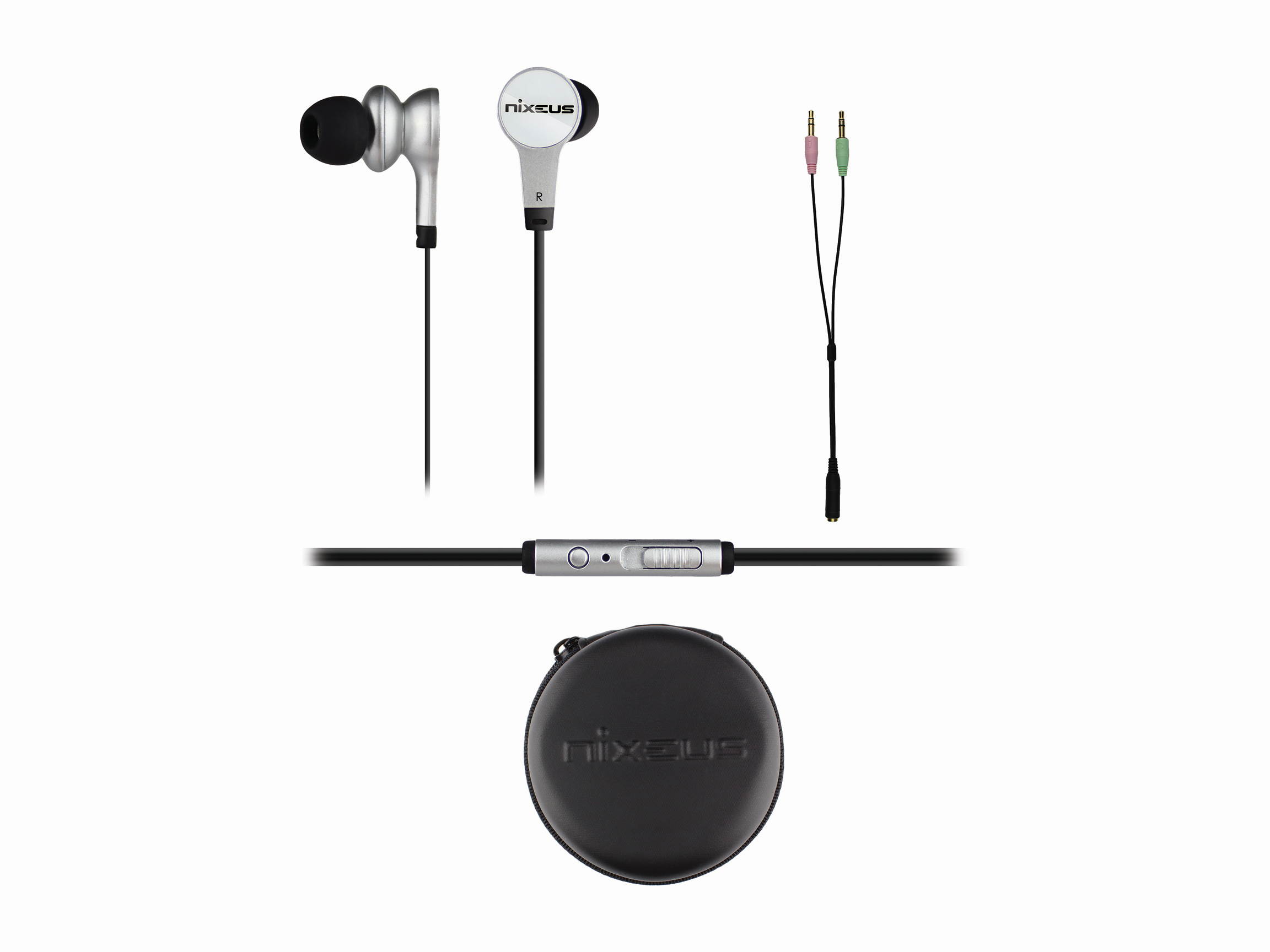 Nixeus ER-PINK14 In-Ear Noise-Isolating Earbuds with Microphone (Pink)