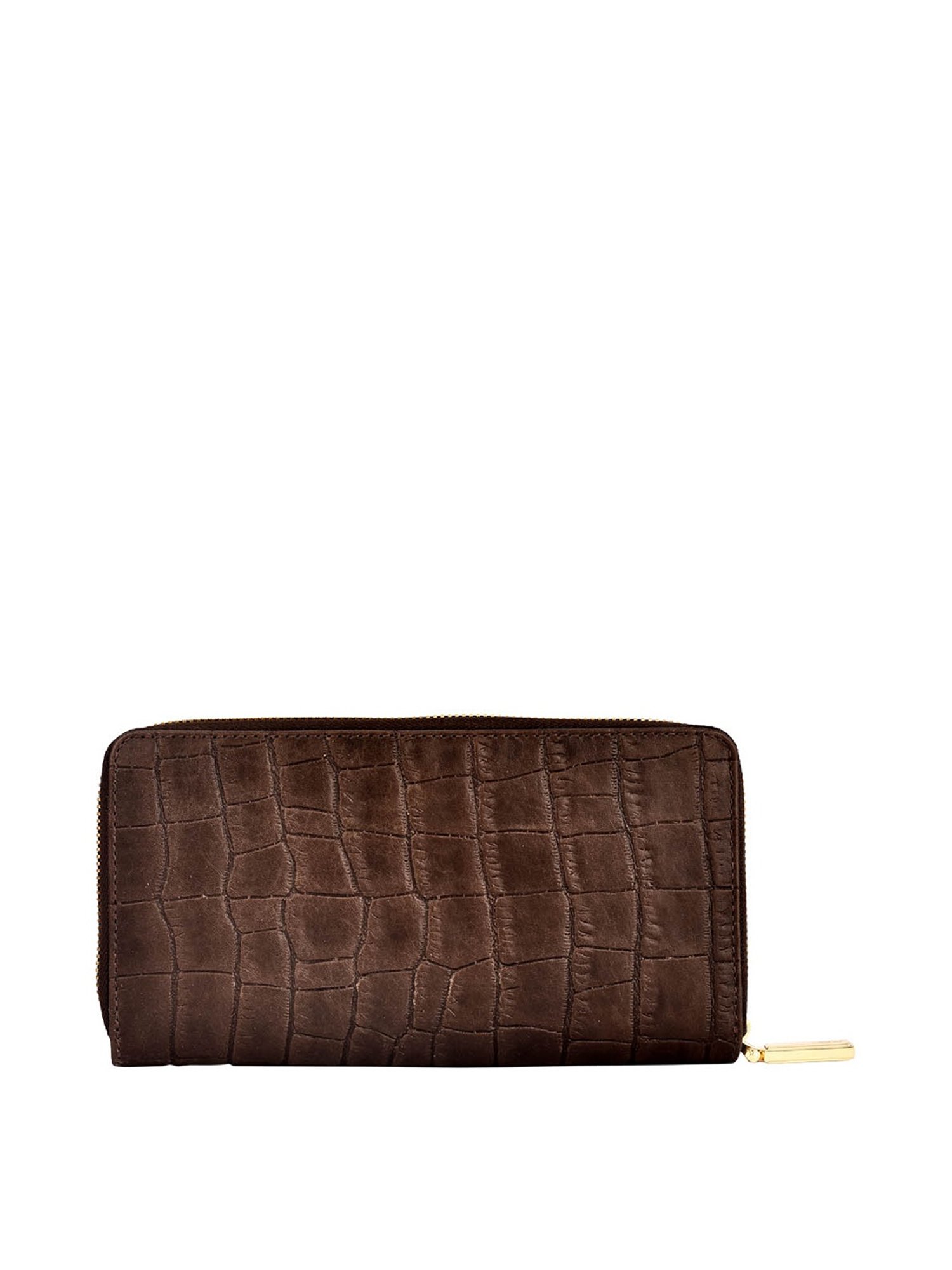 Eske Merc Brown Textured Zip Around Wallet for Women